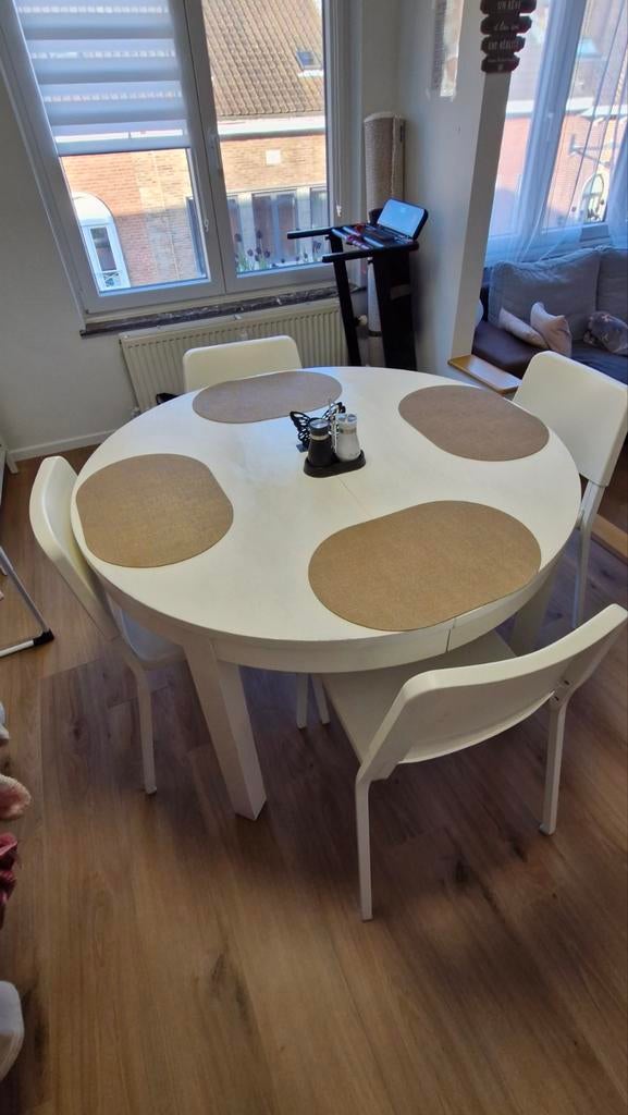 TABLE RONDE + 4 CHAISES IKEA TEODORES, Maison & Meubles, Enlèvement