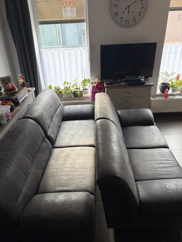 Microledere 2 en 3 zit, Huis en Inrichting, Zetels | Complete zithoeken, Zo goed als nieuw, Ophalen