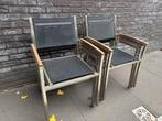 6 stapelbare inox/rvs tuinstoelen, Ophalen, Gebruikt, Rvs, Stapelbaar