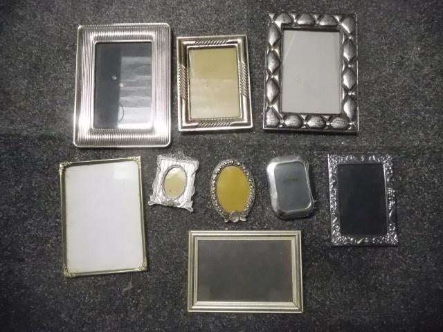 9 stuks zilverkleurige fotokaders, Ophalen, Gebruikt