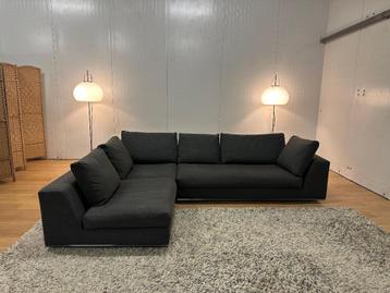 TBE Minotti canapé d’angle 3 pièces en laine - gris foncé, Bankstel Zetel Sofa Hoekbank Design Bank, Quatre personnes ou plus