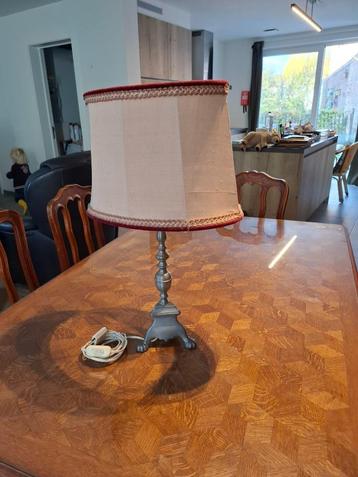 Tinnen lamp met stoffen kap beschikbaar voor biedingen