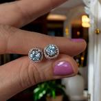 boucles d'oreilles topaze bleue naturelle en argent 925, Enlèvement ou Envoi, Avec pierre précieuse, Bleu, Argent