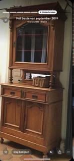 eikenhouten buffetkast met vitrinegedeelte en spiegel, Ophalen