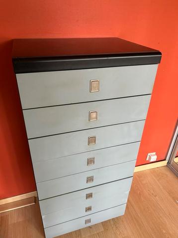 Vintage ladekast met 8 lades, 55 cm breed. beschikbaar voor biedingen