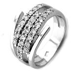 Ring in 925 sterling zilver met 25 zirkonia, Nieuw, Ophalen of Verzenden, Met edelsteen, Dame