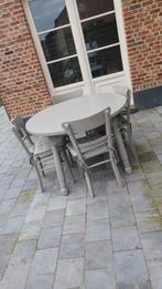 Landelijke tafel met 4 stoelen., Huis en Inrichting, Ophalen of Verzenden, Gebruikt