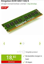 2x 4GB Kingston KVR16N11S8/4, Computers en Software, RAM geheugen, Ophalen of Verzenden, Zo goed als nieuw, DDR3
