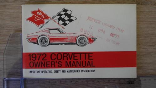 Chevrolet Corvette 1972 owner's manual., Auto diversen, Handleidingen en Instructieboekjes, Ophalen of Verzenden