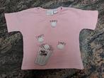 Mt 80 Lichtroze T-shirt pop corn, Kinderen en Baby's, Babykleding | Maat 80, Meisje, Shirtje of Longsleeve, Ophalen of Verzenden