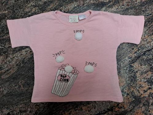 Mt 80 Lichtroze T-shirt pop corn, Kinderen en Baby's, Babykleding | Maat 80, Zo goed als nieuw, Meisje, Shirtje of Longsleeve