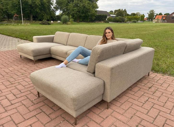 GRATIS LEVERING HEEL BE Montel U-vormige Stoffen Hoekbank, Huis en Inrichting, Zetels | Zetels, Zo goed als nieuw, Hoekbank, Vierpersoons of meer