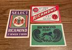 RICHMOND etiketten, Verzamelen, Merken en Reclamevoorwerpen, Ophalen of Verzenden, Zo goed als nieuw, Overige typen