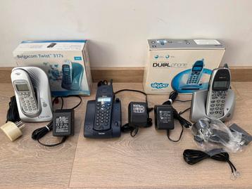 3 halfwerkende dect draagbare telefoons, batterijen defect beschikbaar voor biedingen
