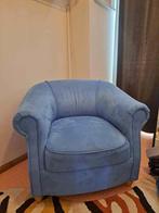 Blauwe eenzit fauteuil, Ophalen, Gebruikt, 75 tot 100 cm, 75 tot 100 cm