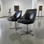 Vintage zwarte kuipstoel / stoel op stervoet, Ophalen of Verzenden