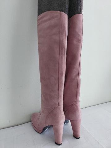 197C* CHARLES JOURDAN prachtige luxe roze leren laarzen (37,, Kleding | Dames, Schoenen, Hoge laarzen, Verzenden, Charles Jourdan