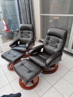 Relaxzetels met voetenbankje, Ophalen, Gebruikt, Leer