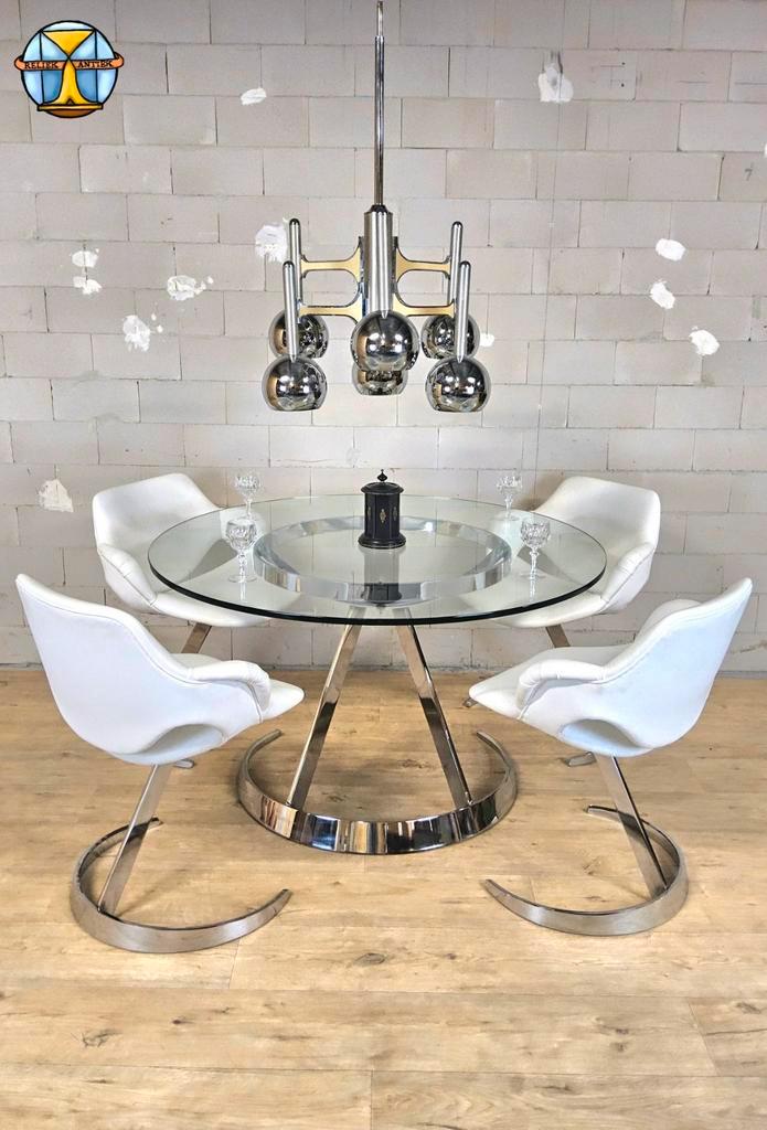 Vintage Design Eetkamer set Boris Tabacoff Frankrijk 1970, Huis en Inrichting, Complete eetkamers, Zo goed als nieuw, 4 tot 6 stoelen
