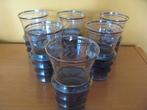 6 Verres en verre et métal argenté vintage, Enlèvement ou Envoi, Argent