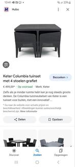 Tuinset in blok met 4 stoelen, Comme neuf, Enlèvement ou Envoi