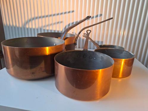 Lot 8 ustensiles cuisine en cuivre casseroles poêle. A voir!, Huis en Inrichting, Keuken | Potten en Pannen, Zo goed als nieuw
