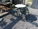 metalen tuintafel met 4 stoelen, Tuin en Terras, Ophalen, Gebruikt, Rond, Metaal
