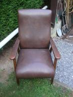 fauteuil cuir, Gebruikt, Hout, Ophalen