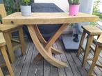 Verhoogde tuintafel/ bar met krukken, Tuin en Terras, Tuintafels, Ophalen, Zo goed als nieuw, Rechthoekig, Teakhout