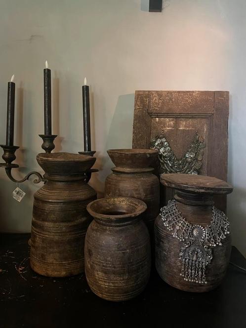 Houten nepalese kruiken, Huis en Inrichting, Woonaccessoires | Vazen, Ophalen of Verzenden