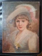 Portret van een dame met een hoed/19e/gesigneerd, Verzenden