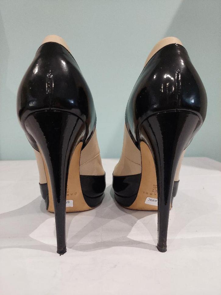 699C* Casadei - sexy pumps volledig leer in zwart+beige (41), Kleding | Dames, Schoenen, Gedragen, Pumps, Zwart, Verzenden