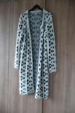 Wit zwart gebreide lange jas (K764), Taille 38/40 (M), Enlèvement ou Envoi, Bel & Bo, Comme neuf