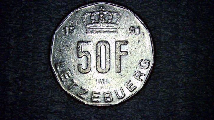 50 francs 1991 Luxembourg - Jean, Postzegels en Munten, Munten | Europa | Niet-Euromunten, Overige landen, Ophalen of Verzenden