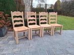 4 massief eiken stoelen. Geluchtgomd., Huis en Inrichting, Stoelen, Ophalen of Verzenden, Zo goed als nieuw, Hout