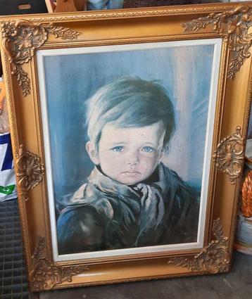 Mooi, Groot Schilderij met Prachtige Kader - Jaren '70 🌺🌺 beschikbaar voor biedingen
