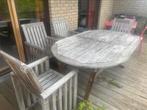 Table de jardin + 4 chaises en bois dur, Jardin & Terrasse, Bois dur, Utilisé