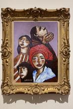 « Dames » Peinture à l'huile sur toile 60x40cm Vendu, Antiquités & Art, Art | Peinture | Moderne, Envoi