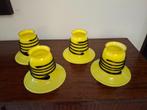 4 pcs  bobèches  Michael Powolny pour Loetz verre jaune/noir, Antiek en Kunst, Ophalen