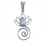 Lotus spiraal hanger van zilver met maansteen, Nieuw, Ophalen of Verzenden, Kruis of Symbool, Zilver