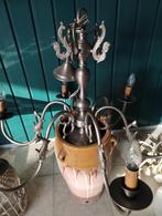 Ijzeren hangluster hoogte 62 cm breedte 80 cm 6 lampen, Ophalen, Gebruikt, Metaal, Vintage