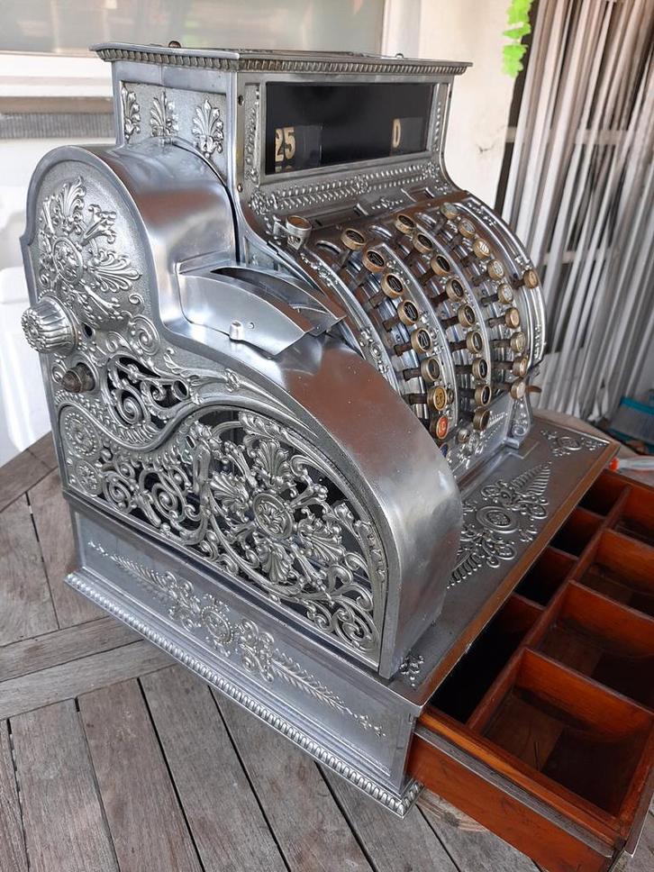 vintage NATIONAL kassa van nikkelbrons uit 1902, Verzamelen, Automaten | Overige, Gebruikt, Ophalen of Verzenden