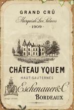 Metalen reclamebord Château Yquem - retro vintage mancave, Verzamelen, Ophalen of Verzenden, Zo goed als nieuw, Reclamebord