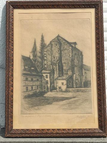 eau forte " la porte de l abbaye " signe olivier duchateau f beschikbaar voor biedingen
