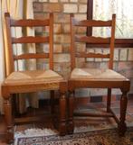 2 kwaliteitsvolle eiken stoelen met rieten zitting, of 1, Antiek en Kunst, Ophalen