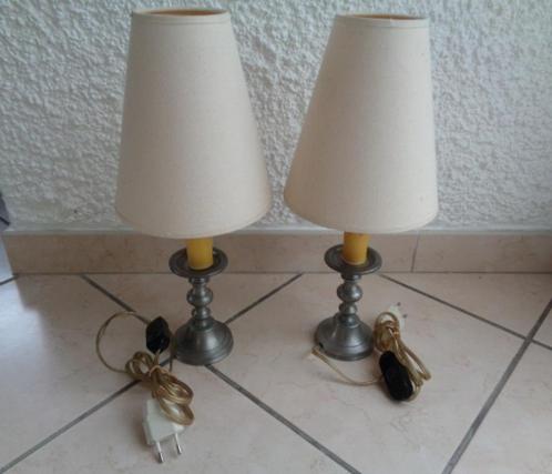 Lampes de chevet ou autres. Etain 92%. Vintage, Maison & Meubles, Lampes | Lampes de table, Utilisé, Enlèvement ou Envoi
