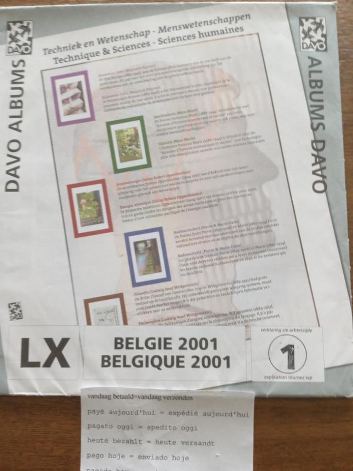 davo deel 1 /bladen jaar 2001 LX Belgie/Belgique, Postzegels en Munten, Postzegels | Toebehoren, Overige typen, Verzenden