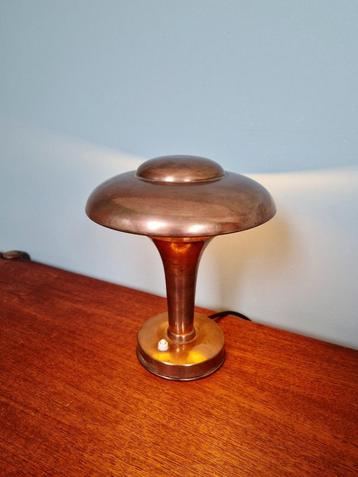 Bureaulamp met koperen paddenstoel, Art Deco, 1930 beschikbaar voor biedingen