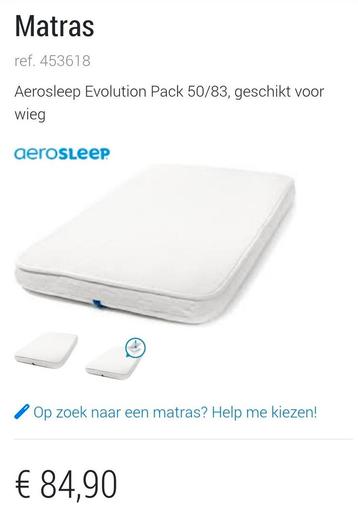 Aerosleep matras + matrasbeschermer voor wieg/co-sleeper beschikbaar voor biedingen