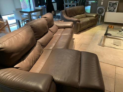 Luxe lederen zetelset – 2-delig met relaxfunctie, Huis en Inrichting, Zetels | Complete zithoeken, Gebruikt, Leer, Ophalen